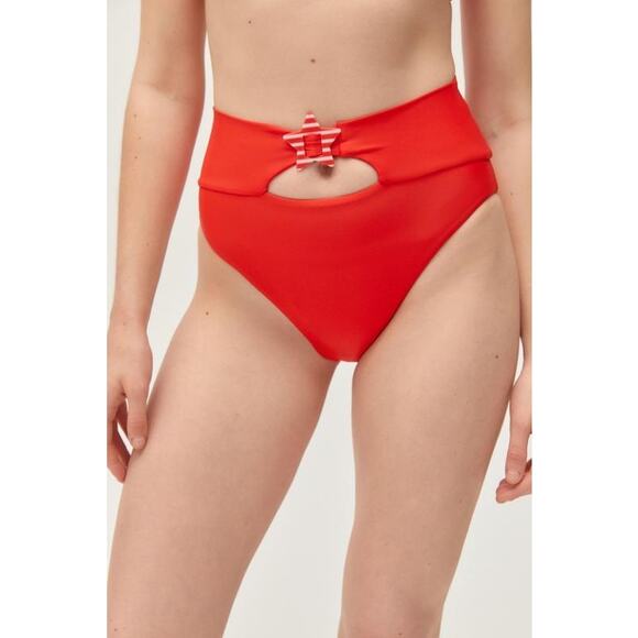 NEW Beach Riot High Waist Cut Out Patriotic Star Bikini Bottom Size Large - Picture 1 of 7